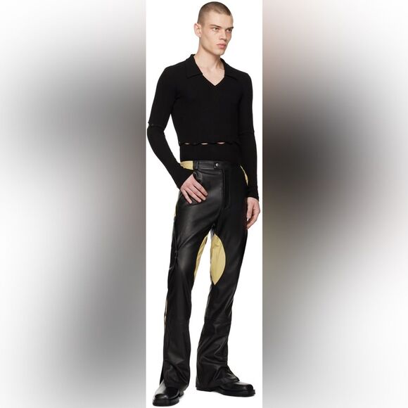 Head of State Black Genuine Leather Motorcycle lyabo Pants 34 - Picture 7 of 16